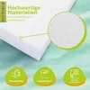 A close-up of a white foam material, with marketing text and icons highlighting its features. Produktbild-Vorschau