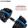 PH Fitness Ensemble d'haltères réglables 24KG bleu foncé - Voir les images du produit 5