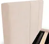 Close-up of a cream-colored upholstered headboard of a bed, with a glimpse of the bed frame and slats underneath. Náhled obrázku produktu
