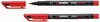 Two red and black markers are shown against a white background. One marker is shown with its cap off, revealing the tip. The other marker is shown with its cap on. Produktbild-Vorschau