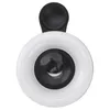 A close-up, top-down view of a phone lens attachment with a ring light. Produktbild-Vorschau
