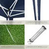 Collage of images showing details of a navy blue pavilion, its frame, and accessories. Náhled obrázku produktu