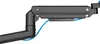 A close-up side view of a black monitor arm with a blue cable attached. Podgląd zdjęcia produktu