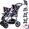 Zwillingspuppenwagen Milo - "Navy pink bear" Produktbild-Vorschau 1