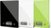 Three digital kitchen scales in black, white, and green are displayed side-by-side. Náhled obrázku produktu
