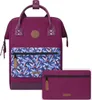 A purple backpack with a geometric pattern on the front pocket and a separate pouch in front of it. Náhľad obrázku produktu