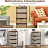 Collage of images showing a multi-functional storage tower in different room settings: living room, bedroom, and entrance. Podgląd zdjęcia produktu