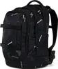 A black backpack with a geometric pattern is shown against a white background. Voir les images du produit