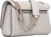 A white Guess handbag with gold chain detailing is shown from a side angle. Produktbild-Vorschau