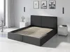 A modern bedroom with a dark gray upholstered bed frame and slatted base. Produktbild-Vorschau