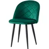 A single green velvet dining chair with black metal legs, shown from a three-quarter front view against a white background. Produktbild-Vorschau