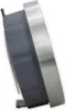 A side view of a wall clock with a brushed metal bezel and a gray plastic casing. Náhled obrázku produktu
