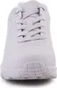 A close-up front view of a lavender Skechers Uno Stand On Air sneaker. Produktbild-Vorschau