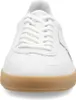 A front view of a white athletic shoe with a gum sole. Produktbild-Vorschau