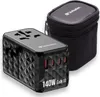 A black Verbatim universal travel adapter with multiple USB ports and a black carrying case. Anteprima dell’immagine prodotto