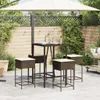 vidaXL 5-tlg. Gartenbar-Set mit Kissen Braun Poly Rattan Produktbild-Vorschau 3