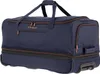 A navy blue Travelite trolley bag with orange accents is shown against a white background. Produktbild-Vorschau