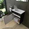 Badmöbel set Hochglanz 3 Tlg Schwarz Badezimmer Möbel Produktbild-Vorschau 3
