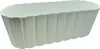 A white rectangular planter with a scalloped top edge and vertical ribbed sides, shown against a white background. Voir les images du produit