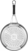 The bottom view of a stainless steel frying pan with a black handle. Anteprima dell’immagine prodotto