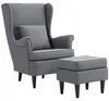 HOMCOM Ohrensessel mit Hocker Sessel mit Leinenoptik, Produktbild-Vorschau 1
