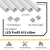 5x A15 LED Profil 2m - Silber inkl. Abdeckung milky, Halter Produktbild-Vorschau 2
