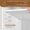 Close-up of a shelf in a white bookcase, showing adjustable shelf support pins and height adjustment markings. Produktbild-Vorschau