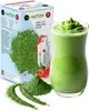 A box of matcha green tea powder, sachets, and a glass of matcha smoothie are displayed. Produktbild-Vorschau