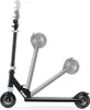 A black and blue scooter shown from the side, with ghosted images showing its folded and unfolded positions. Náhľad obrázku produktu