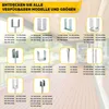 A collage of various metal post anchors and supports, with text overlay indicating 'Discover all available models and sizes'. Produktbild-Vorschau