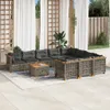 11-tlg. Garten-Sofagarnitur mit Kissen Grau Poly Rattan Produktbild-Vorschau 2