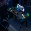 LARS360 Table de jeu à pieds M avec LED, bureau noir avec Voir les images du produit 8