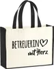 Huuraa Jutetasche Betreuerin mit Herz 21 Liter Black Jute Produktbild-Vorschau 1