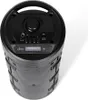 A top-down view of a black portable Bluetooth speaker. Produktbild-Vorschau