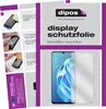 A collage of images showing instructions for applying a screen protector and a product shot of a screen protector next to a smartphone. Produktbild-Vorschau