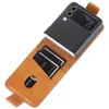 A flip phone case with card slots and a phone inside, shown against a white background. Produktbild-Vorschau
