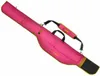 A pink fishing rod case with yellow accents and a black padded strap, shown against a white background. Produktbild-Vorschau