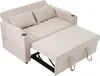 A beige sofa bed is shown from a high angle against a white background. The sofa is partially converted into a bed, with the ottoman extended. Voir les images du produit