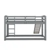 A gray wooden bunk bed with a ladder and a slide, shown against a white background. Produktbild-Vorschau