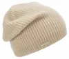 Seeberger Strickmütze-Beanie aus 100% Kaschmir im Rippmuster in beige