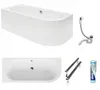 A collage of images showing a bathtub and its accessories. Produktbild-Vorschau