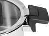 A close-up shot of the handle and rim of a stainless steel pot. Produktbild-Vorschau