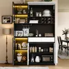 Estantería alta con iluminación LED, mueble aparador con Vista previa de la imagen del producto 2