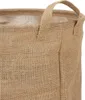 A close-up view of the top portion of a woven burlap laundry basket. Náhled obrázku produktu