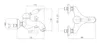 Technical drawing of a faucet with dimensions. Anteprima dell’immagine prodotto