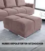BroMARKT Samt Pouffe NUBES Sitzhocker Chromfüße 92x107x45cm Produktbild-Vorschau 2