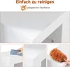 A collage of images showing a white cabinet and demonstrating its ease of cleaning. Podgląd zdjęcia produktu
