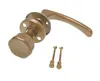 A gold-colored door handle set with two screws, isolated on a white background. Náhled obrázku produktu