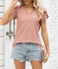 ASKSA Damen T-Shirt Blütenblatt Ärmel Aushöhlen Bluse Produktbild-Vorschau 3