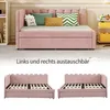 A collage of a pink upholstered bed with pillows and a separate view of the bed frame. Náhľad obrázku produktu